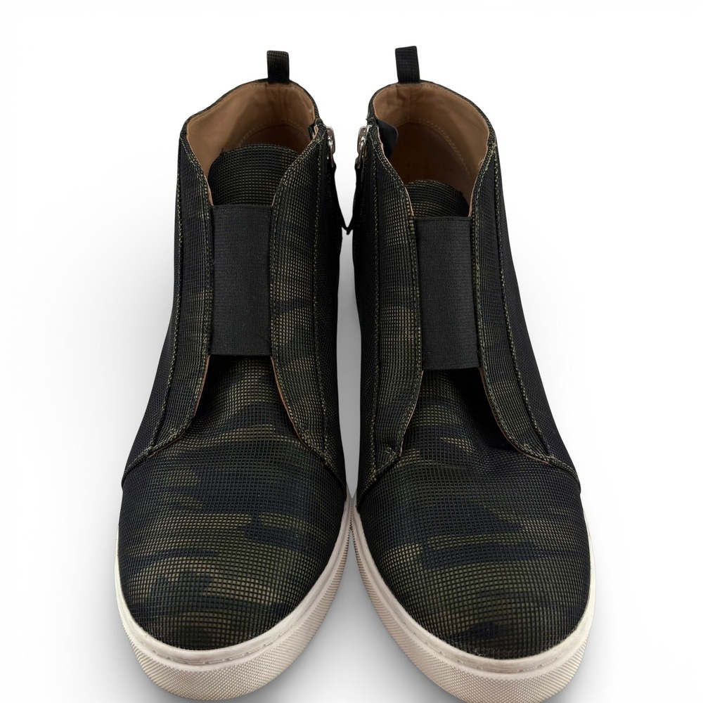 Linea Paolo Women's Size 11 Camo Wedge Sneakers Black Green High Top Zip Up - Picture 3 of 10